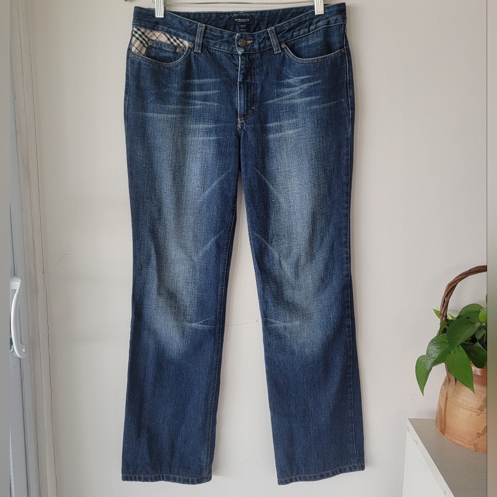 Burberry London  Women's  Straight Leg Denim Jeans, Blue  Size 8